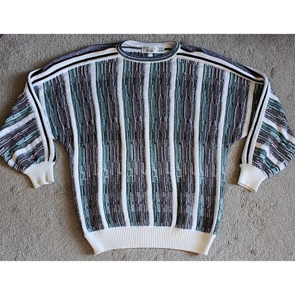 Vintage St Croix for I Magnin - Coogi Style textured pullover, Small Oversized - Picture 5 of 8